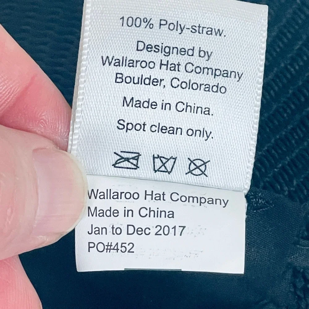 Wallaroo Victoria Fedora Womens Black Poly Straw Packable UPF 50 Sun Hat
